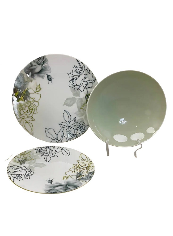 Lotus 18-piece porcelain dinner set, microwave and dishwasher safe  Lotus 