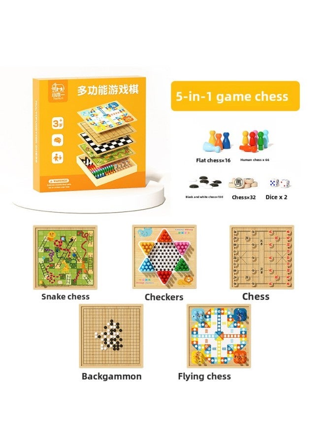 Multifunctional Game Chess Checkers Logic Flying Chess Gobang Colosseum Chess Children Student Educational Wooden Toys