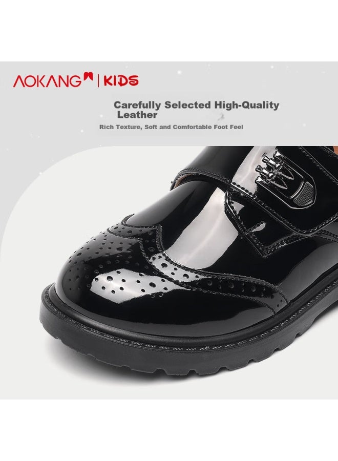 Aokang Boys' Leather Shoes Spring/autumn New Style Boys' Student Performance Shoes Children's British Style Big Kids Black Single Shoes - Image 2