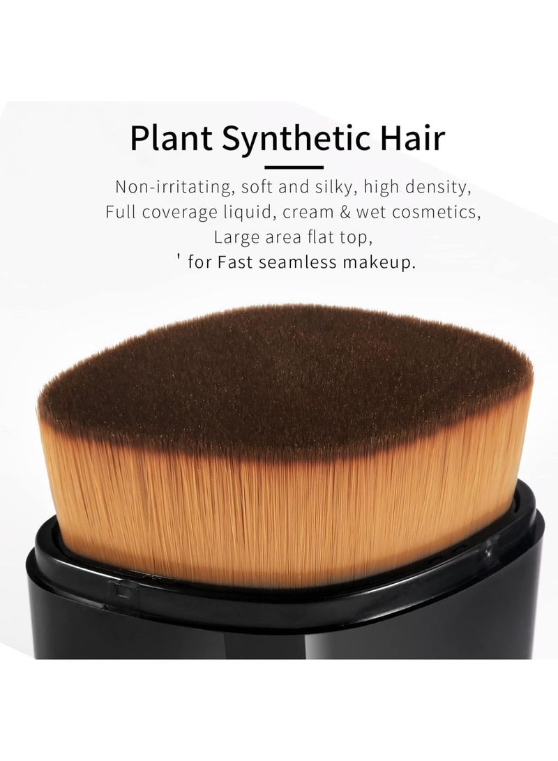 SOLARAE Retractable Flat Foundation Brush, Liquid Foundation Brush, Flat Makeup Brush for Liquid Makeup with Cover, Cream Contour Brush for Cream Makeup, Sunscreen Applicator, Black - Image 3