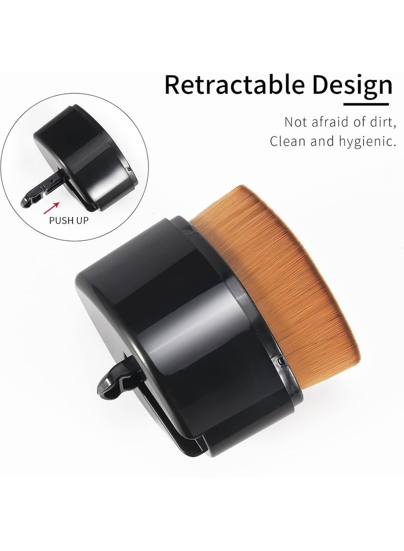 SOLARAE Retractable Flat Foundation Brush, Liquid Foundation Brush, Flat Makeup Brush for Liquid Makeup with Cover, Cream Contour Brush for Cream Makeup, Sunscreen Applicator, Black - Image 5