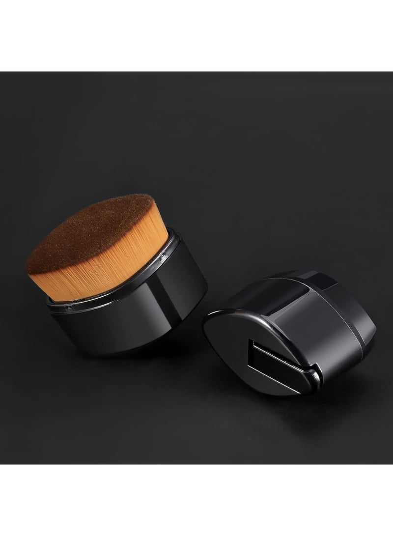 SOLARAE Retractable Flat Foundation Brush, Liquid Foundation Brush, Flat Makeup Brush for Liquid Makeup with Cover, Cream Contour Brush for Cream Makeup, Sunscreen Applicator, Black - Image 2