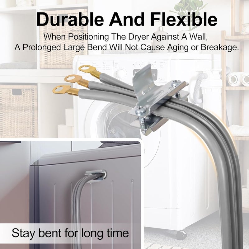 TOPDC 3 Prong Dryer Cord, 30 AMP Appliance Power Cord 10 Feet, 3 Wires with O Ring Terminal Connectors, 100% Pure Copper Wire - Image 4