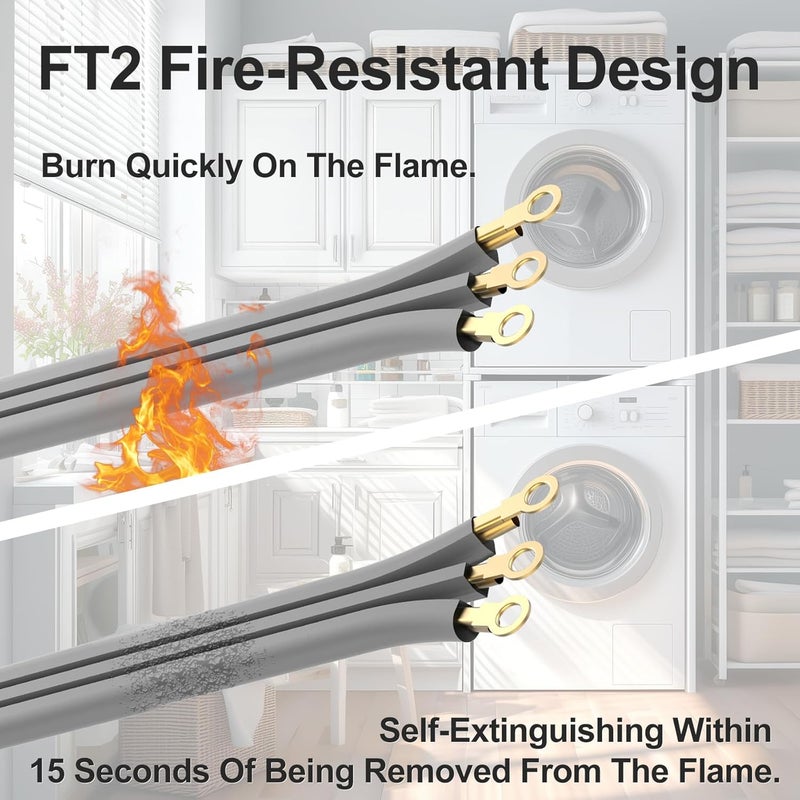 TOPDC 3 Prong Dryer Cord, 30 AMP Appliance Power Cord 10 Feet, 3 Wires with O Ring Terminal Connectors, 100% Pure Copper Wire - Image 5