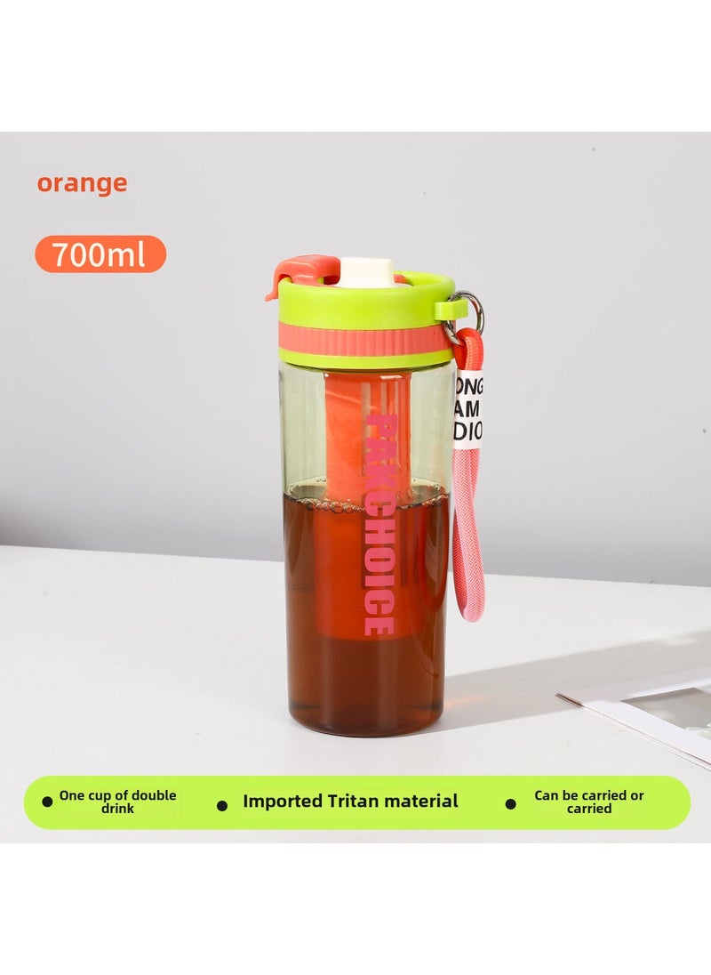 New Tritan Cold Brew Coffee Cup with Tea Infuser Orange 700ML 
