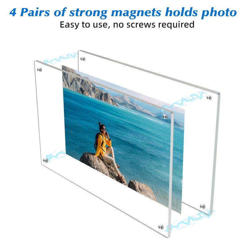 جويوفيب Juoifip 6 Pack 5x7 إطار صورة أكريليك مغناطيسي عصا الجدار لا يوجد حفر صافية إطارات إطارات لاصقة لاصق لاصق - Image 2