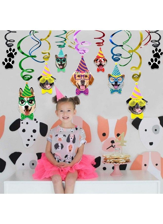 Omgouue Dog Faces Birthday Swirl Hanging Dog Birthday Theme Party Bunting Decoration Party Supplies 30Ct  - Image 3
