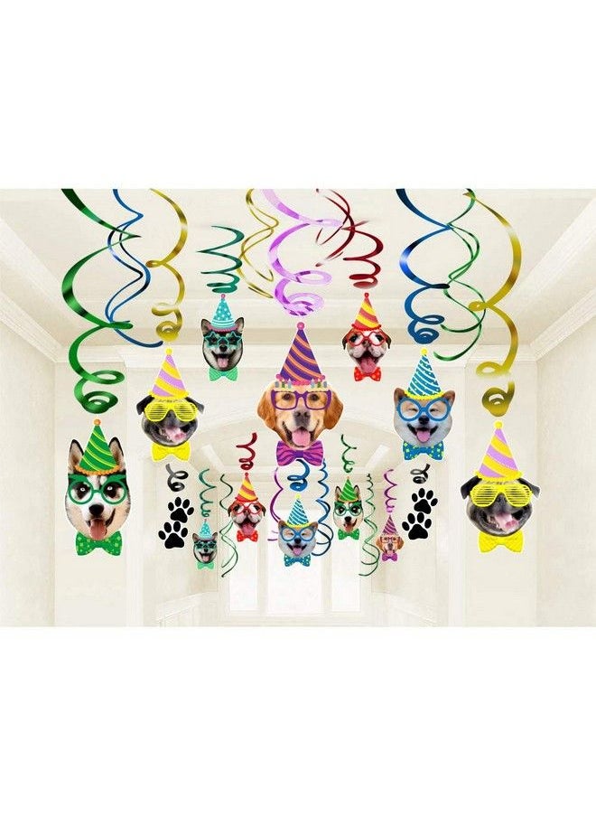 Omgouue Dog Faces Birthday Swirl Hanging Dog Birthday Theme Party Bunting Decoration Party Supplies 30Ct  - Image 2