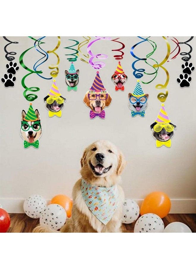 Omgouue Dog Faces Birthday Swirl Hanging Dog Birthday Theme Party Bunting Decoration Party Supplies 30Ct  - Image 4
