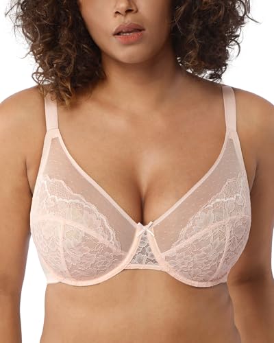 HSIA Minimizer Bras for Women Enchante Full Coverage Underwire Bras Plus Size Lifting Floral Lace Bra for Heavy Breast Dusty Peach - Image 5
