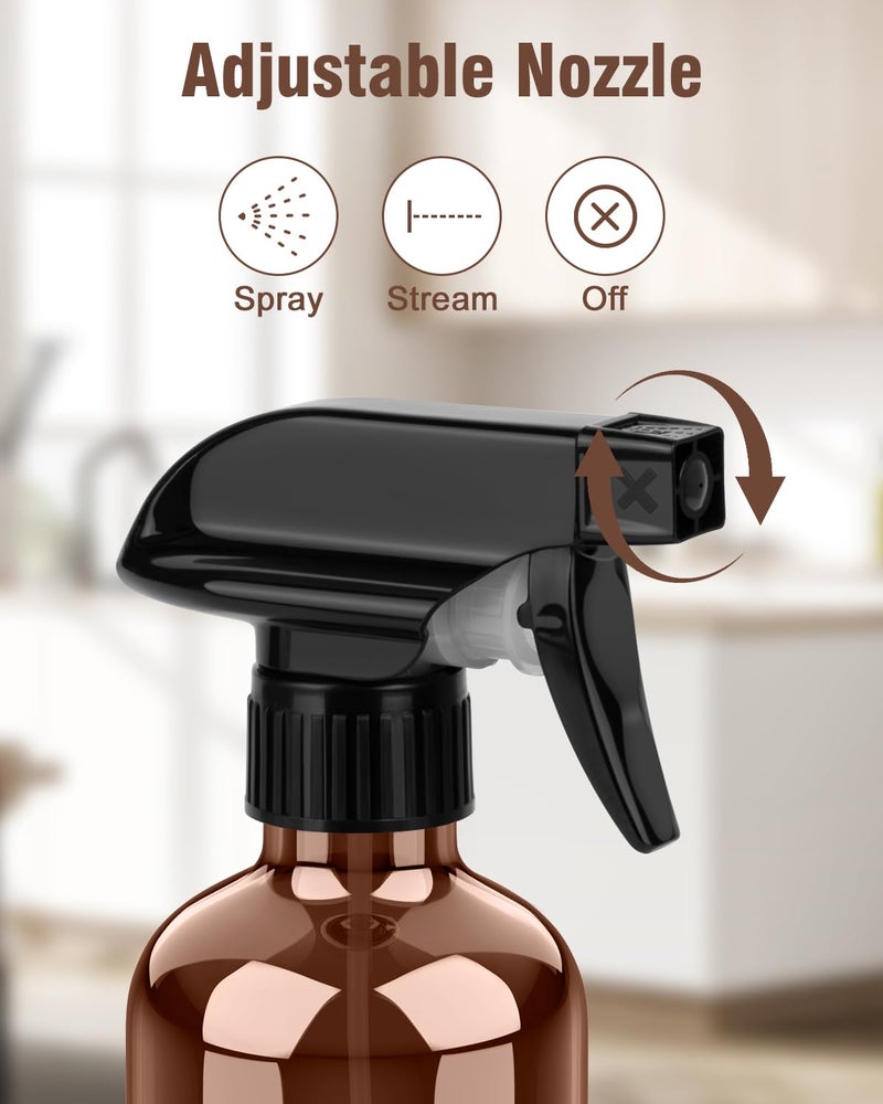 Bontip Glass Spray Bottle, Amber Glass Spray Bottle Set & Accessories Refillable for Plants Window Cleaners Aromatherapy Facial Hydration Watering Flowers Hair Care (2 Pack/8 oz) (Amber) - Image 2