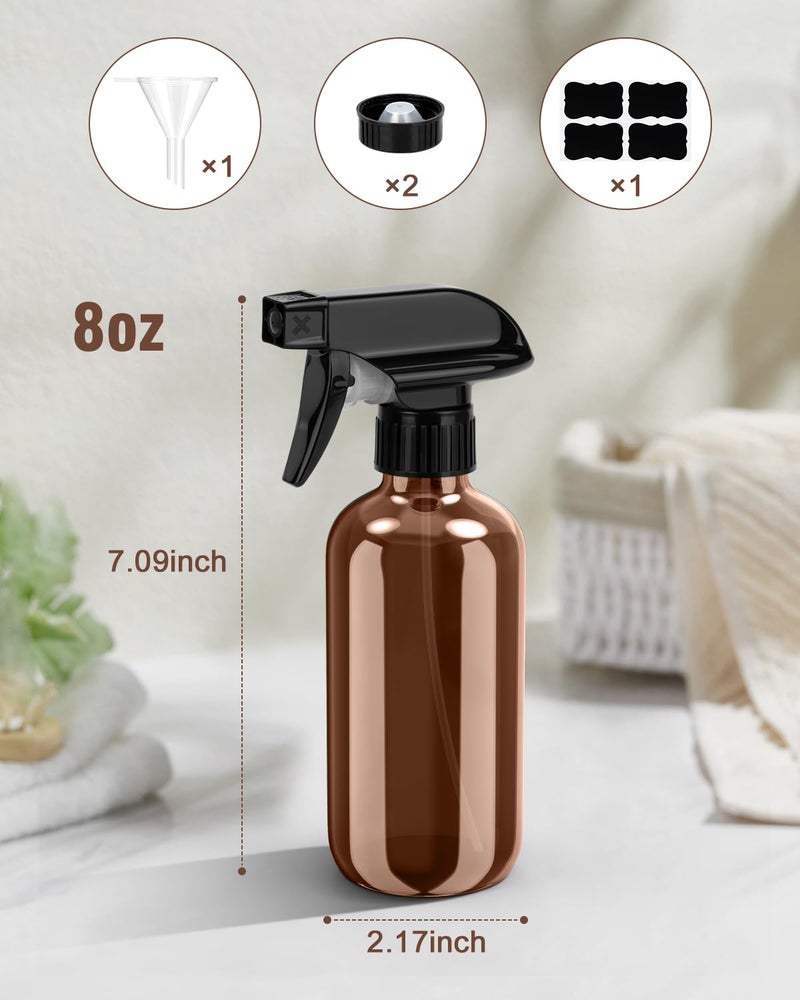 Bontip Glass Spray Bottle, Amber Glass Spray Bottle Set & Accessories Refillable for Plants Window Cleaners Aromatherapy Facial Hydration Watering Flowers Hair Care (2 Pack/8 oz) (Amber) - Image 4