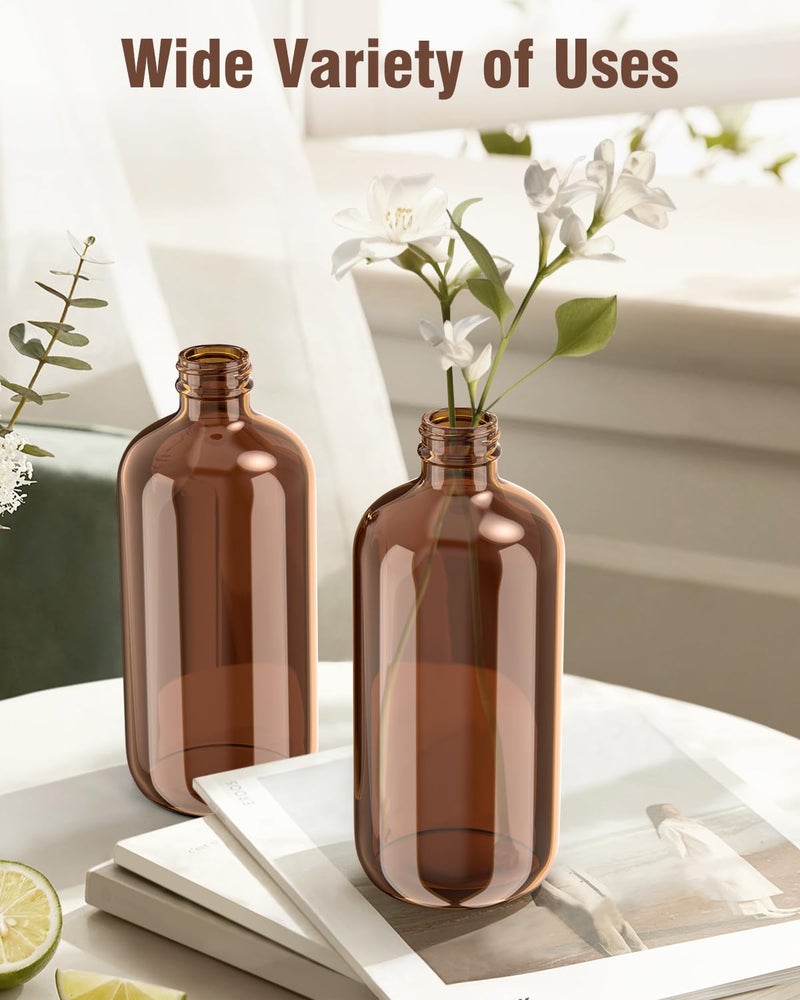 Bontip Glass Spray Bottle, Amber Glass Spray Bottle Set & Accessories Refillable for Plants Window Cleaners Aromatherapy Facial Hydration Watering Flowers Hair Care (2 Pack/8 oz) (Amber) - Image 3