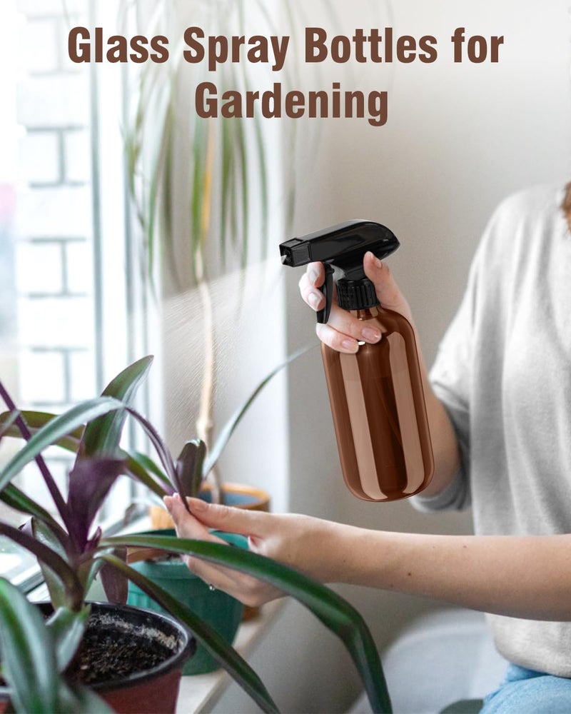 Bontip Glass Spray Bottle, Amber Glass Spray Bottle Set & Accessories Refillable for Plants Window Cleaners Aromatherapy Facial Hydration Watering Flowers Hair Care (2 Pack/8 oz) (Amber) - Image 5