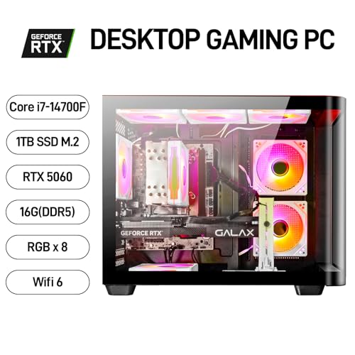 LXZ Gaming Desktop Core i7-14700F, RTX 5060 8G, 16G DDR5 RAM, 1TB NVME 3.0 SSD, Prebuilt Gaming PC, VR Ready Tower Computer for Home and Office - Image 3