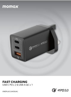Momax MOMAX GaN Charger, 3 Port 67W USB C, Compact PD 3.0 Charger, High Power Wall Charger for Laptops, MacBook, iPad Pro,Mini, iPhone 15,Pro,Pro Max, Black  - Image 5