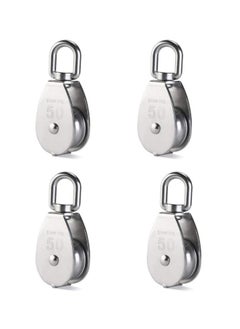 ماركة غير محددة 4 عبوات م pulley مفردة M50 - كتلة دوارة ثقيلة 304 من الفولاذ المقاوم للصدأ بسعة تحميل 880 رطلاً لمجموعة متنوعة من التطبيقات  - Image 1