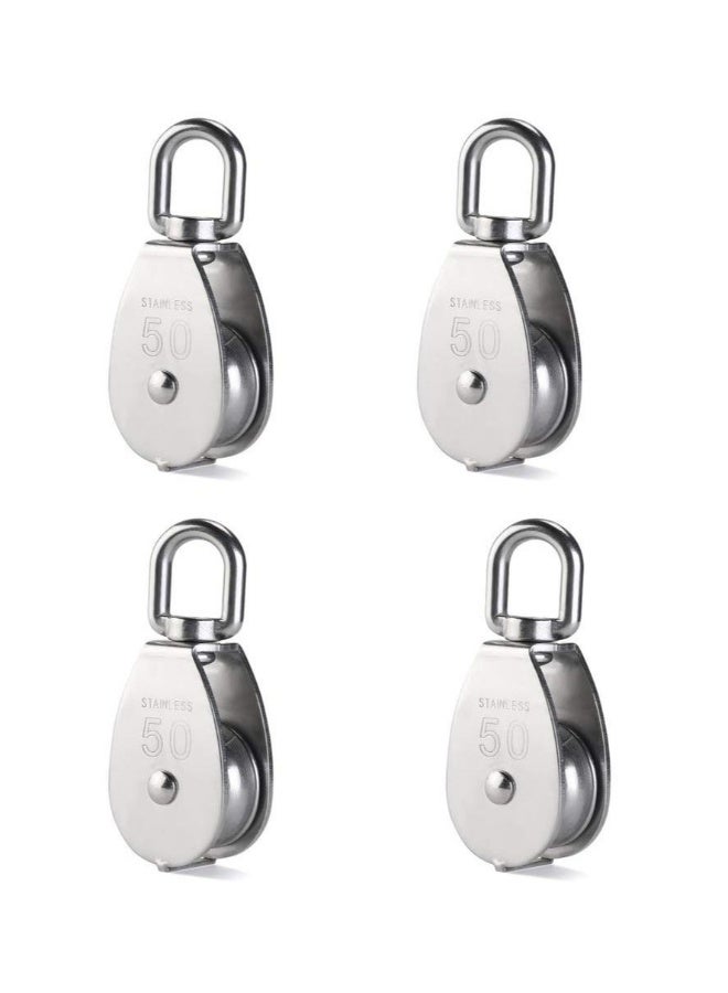 4 عبوات م pulley مفردة M50 - كتلة دوارة ثقيلة 304 من الفولاذ المقاوم للصدأ بسعة تحميل 880 رطلاً لمجموعة متنوعة من التطبيقات  - Image 1