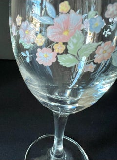 Generic Set of 6 wine glasses with flowers print  - Image 3