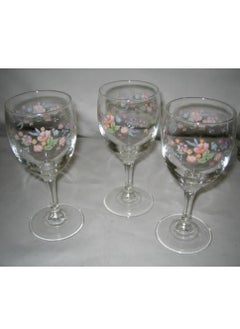 Generic Set of 6 wine glasses with flowers print  - Image 4