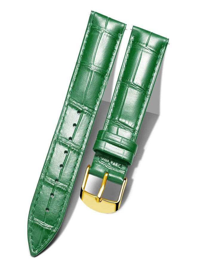 BINLUN Quick Release Leather Watch Straps Replacement Watch Bands Smart Watch Strap Crocodile Pattern in 10 Colors 13 Sizes with Gold Buckle for Men Women（Green,17mm）, G-green, 17mm, strap - Image 1