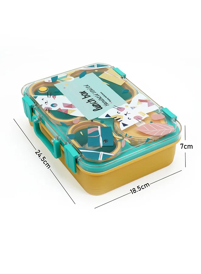 ليتل سربرايز بوكس Little Surprise Box, Teal & Mustard Meow Compact Tiffin Lunch Box for Kids