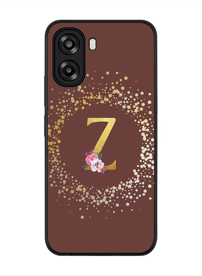 Stylizedd For Oppo A6t 5G / A6t 4G Case,Slim fit Camera Protection, Shockproof Thin Phone cover  - Custom Monogram Floral - Z  (Brown ) - Image 1