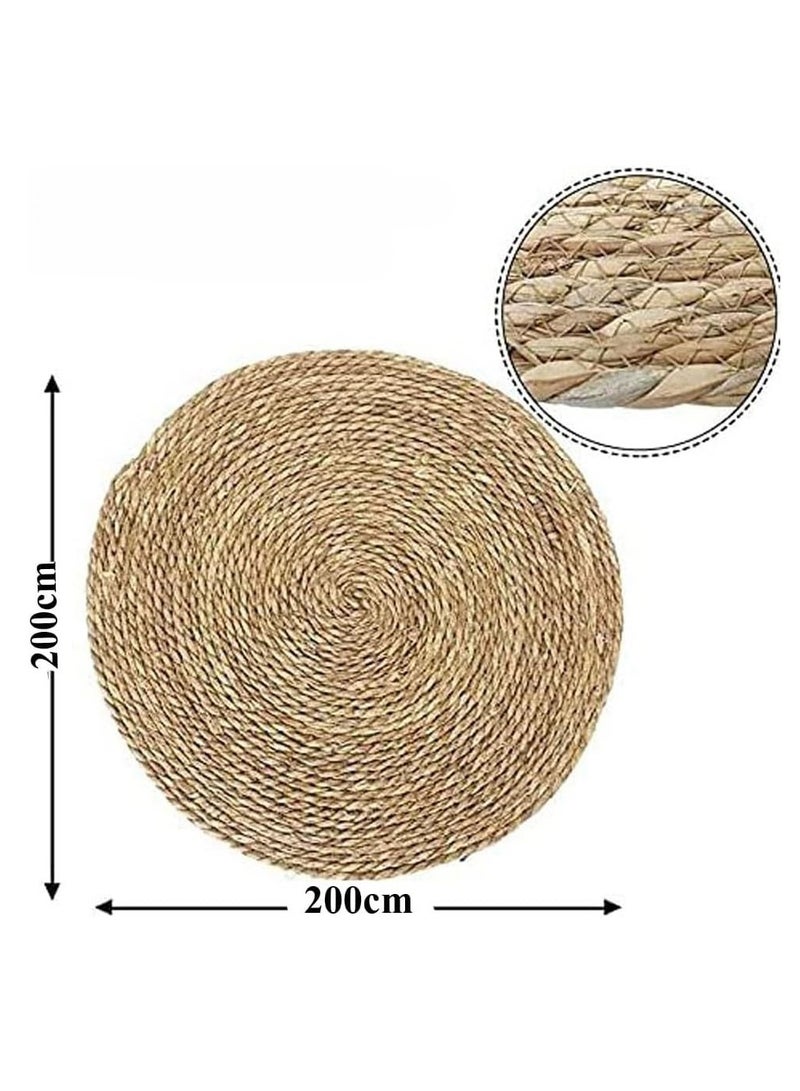 لينجوي سجادة جوت مستديرة مقاس 200 سم منسوجة يدويًا بتصميم مضفر قابلة للعكس سجادة منطقة بوهو سجادة طبيعية متينة لغرفة المعيشة وغرفة النوم والمدخل - Image 2