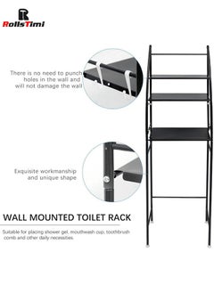 RollsTimi  3 Tier Bathroom Laundry Over Washing Machine Shelf Adjustable Organizer Storage Rack Black  - Image 3