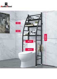 RollsTimi  3 Tier Bathroom Laundry Over Washing Machine Shelf Adjustable Organizer Storage Rack Black  - Image 4