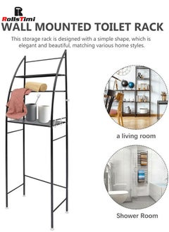 RollsTimi  3 Tier Bathroom Laundry Over Washing Machine Shelf Adjustable Organizer Storage Rack Black  - Image 5