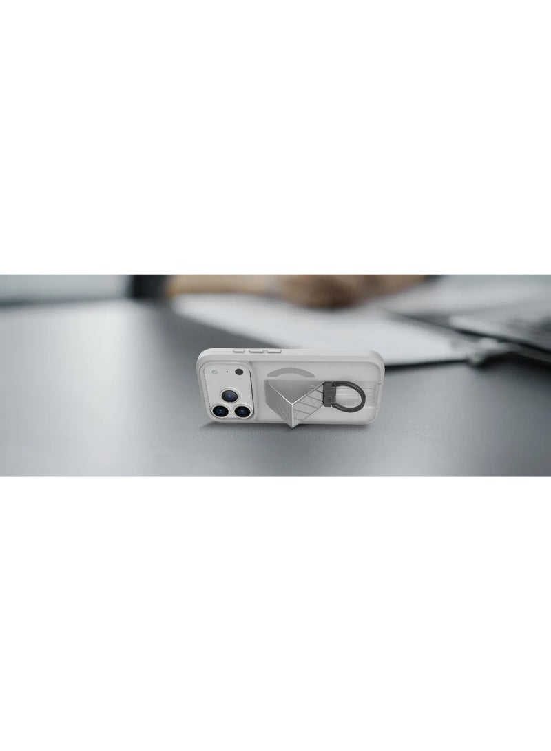 LEVELO iPhone 17 Pro Max MagSafe Morphix Clara Grip Case with Shock-Resistant Bumper and Strong Magnets/ Back Cover with Versatile D-Ring Stand -Silverstone - Image 2