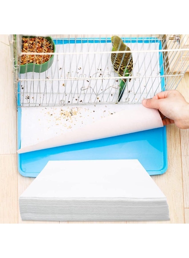 Bird Cage Liner Papers, 100 Pcs Sheets Non Woven Bird Cage Liners for Pet Bird, Large Size Bird Cage Liner Papers for Parrot, Disposable Cage Paper Liners Precut Absorbent Cushion Pad Mat - Image 1
