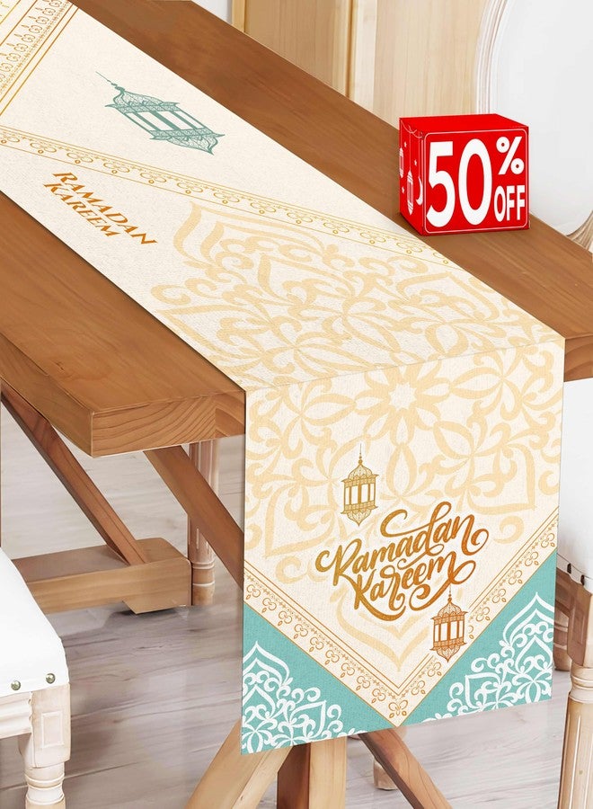 OLEEK مفرش طاولة رمضان من OLEEK مقاس 70 × 13 بوصة - ديكورات رمضان للمنزل 2026 - مفرش طاولة رمضان مبارك - مفرش رمضان - ديكور رمضان - ديكور طاولة رمضان - هدايا رمضان زينة رمضان كريم ديكور - Image 1