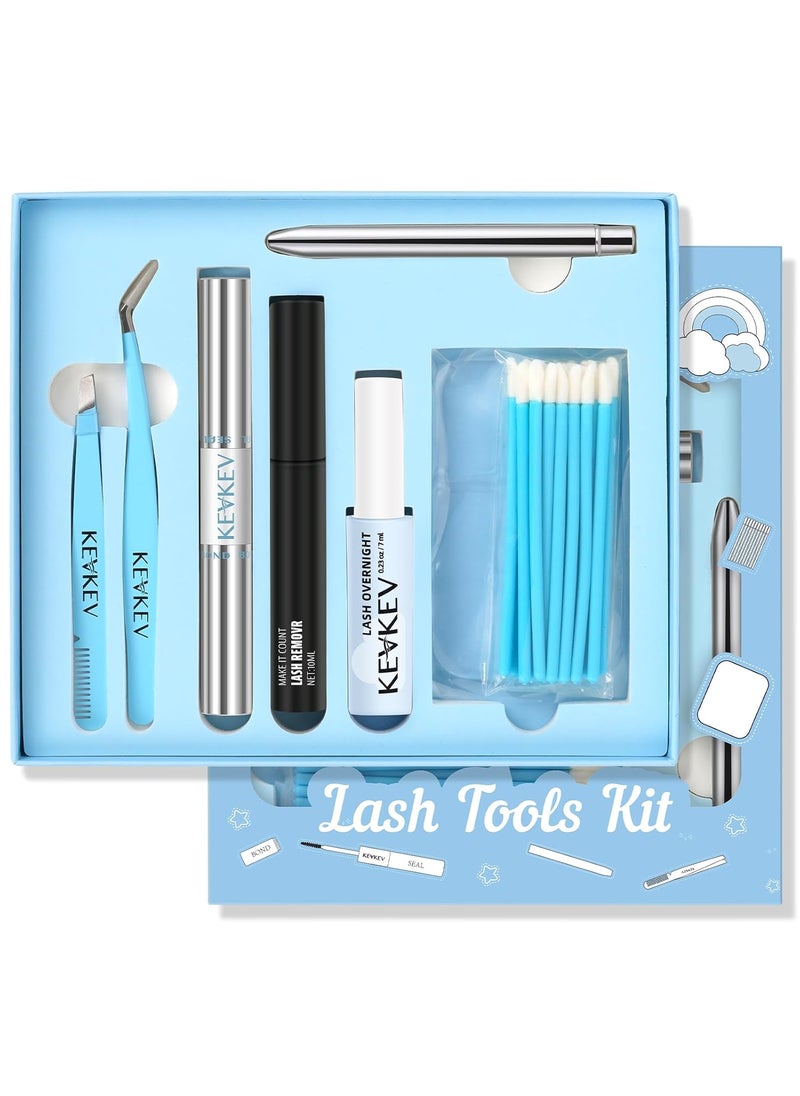 KevKev KevKev Lash Tools Kit for Lash Clusters with Lash Bond and Seal Lash Remover Cluster Lashes Tweezers Kit Lash Overnighter Eyelash Clusters Brush with Cleaning Swabs Lash Pad 