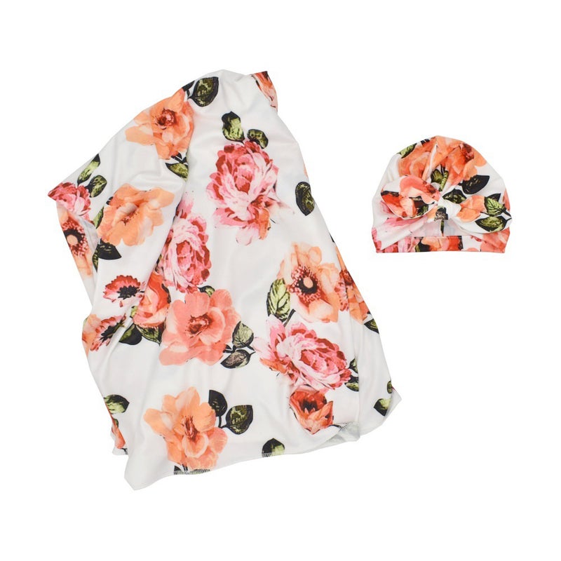 86*137cm/ 33.9*53.9in Baby Swaddle Blanket with Baby Cap Soft Newborn Photography Wraps Receiving Blankets for Baby Boys Girls - Image 2