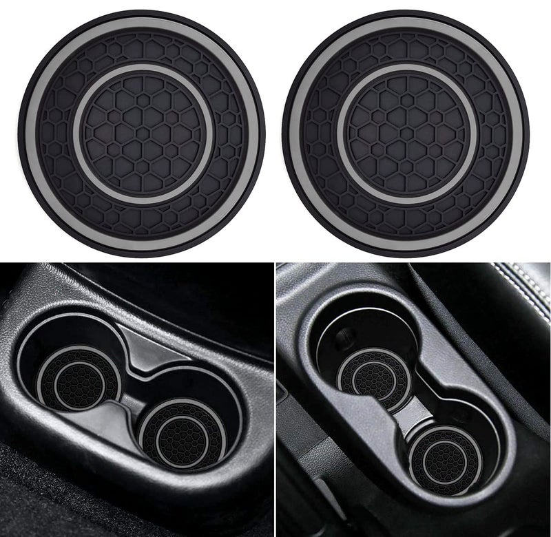Auprite Car Cup Holder Coasters 2 Pack Universal Auto Anti Slip Cup Holder Insert Coaster Car Interior Accessories Gray