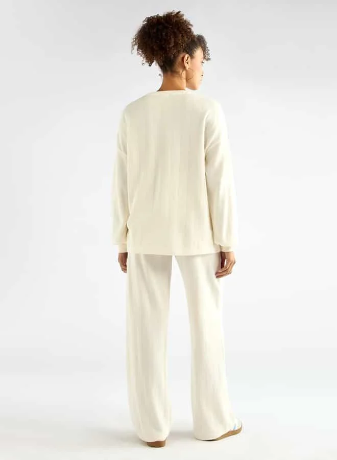 Splash FAV Textured Long Sleeves T-shirt and Pants Set