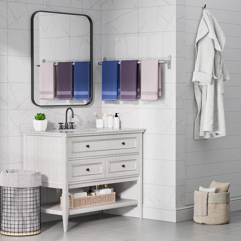 Powools Brushed Nickel Towel Rack for Bathroom - 24" Rustproof Towel Holder, Sturdy Towel Bar Wall Mounted, Space-Saving Towel Hanger, Bathroom Accessories, Home Decor, Apparment Essentials - Image 5
