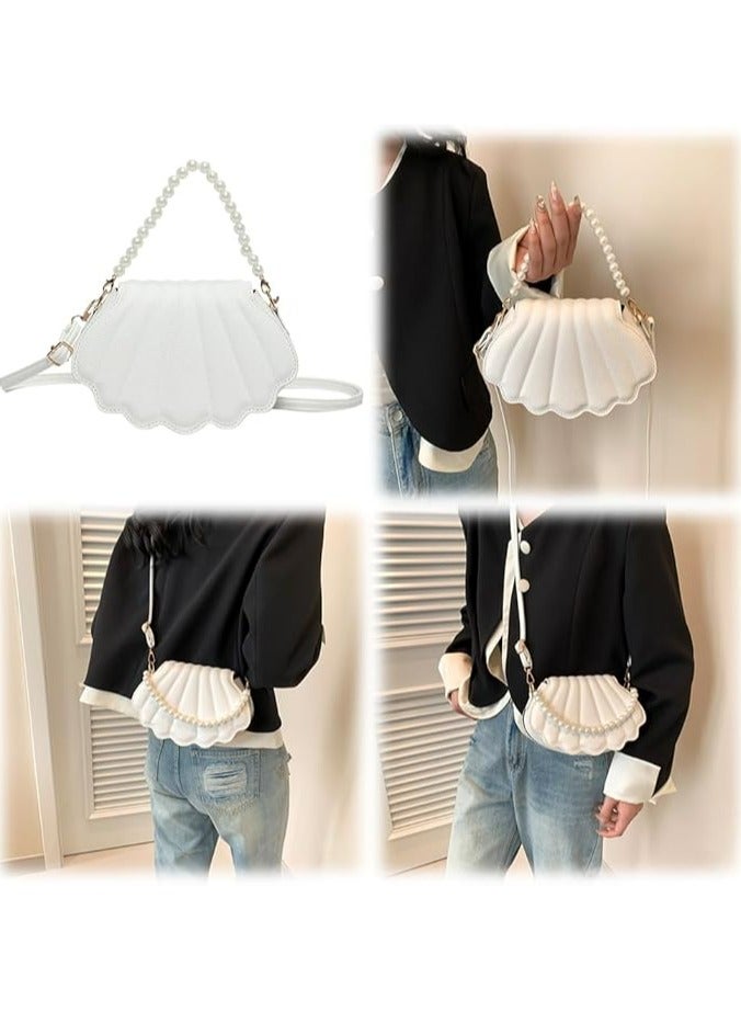 Oasisgalore Women Pearl Shell Crossbody Bag PU Leather Shell Shoulder Bag  - Image 2