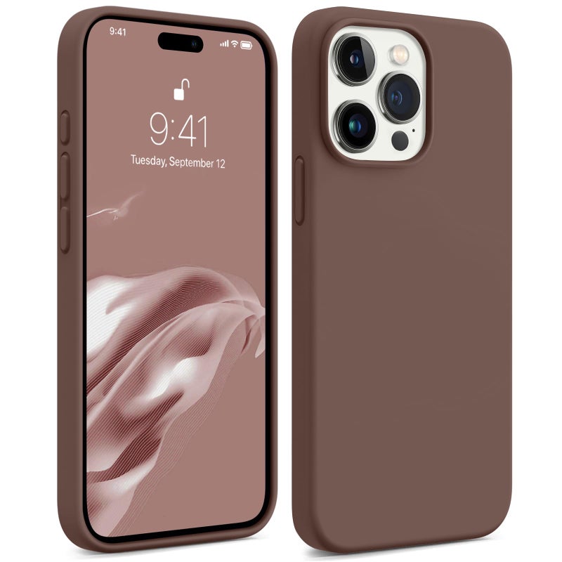 AOTESIER Compatible with iPhone 15 Pro Max Case, [Military Shockproof Protection] Silicone Phone Case Anti-Scratch Soft Microfiber Lining Flexible Bumper Case, 6.7 inch, Brown - Image 1