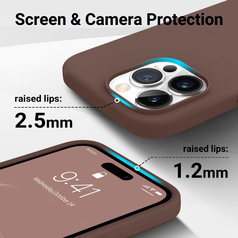 AOTESIER Compatible with iPhone 15 Pro Max Case, [Military Shockproof Protection] Silicone Phone Case Anti-Scratch Soft Microfiber Lining Flexible Bumper Case, 6.7 inch, Brown - Image 4