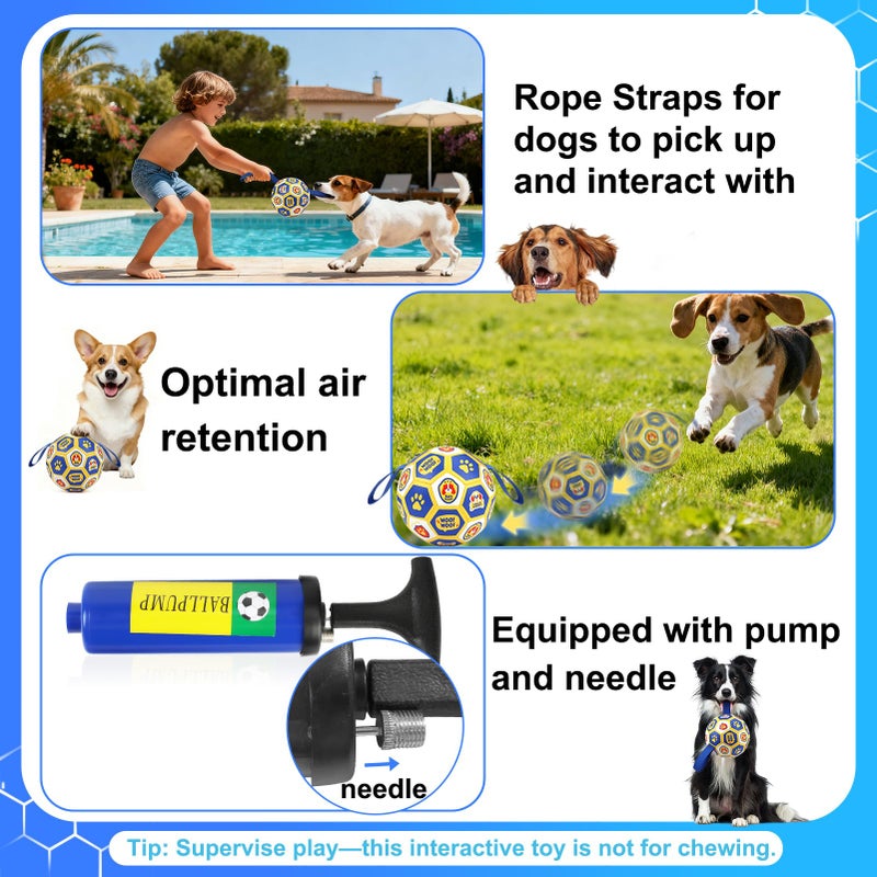 Vivifying Dog Toys Balls, Interactive World Cup Soccer Ball for Small Medium Dogs, Durable PU Enrichment Training Toy with Straps for Indoor and Outdoor Tug-of-War & Playing (6 Inches) - Image 4