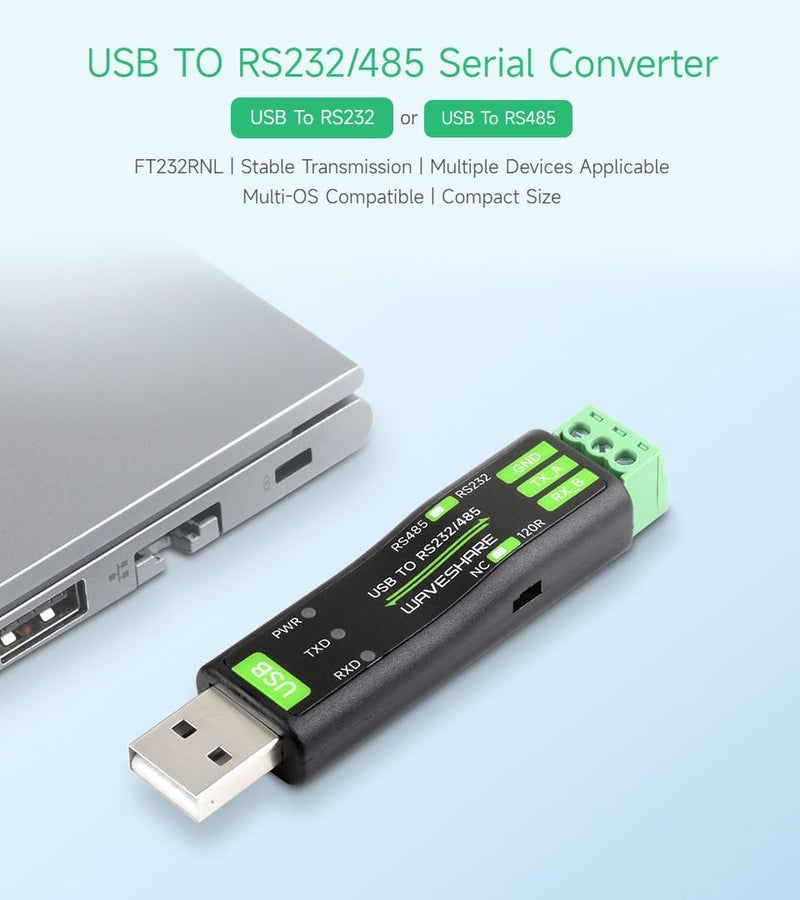 ويف شير محول تسلسلي USB الى RS232/485، رقاقة FT232RNL الاصلية، يتميز بنقل اكثر استقرارا، مناسب للاجهزة المتعددة، متوافق مع ماك/لينكس/اندرويد/ويندوز 11/10/8.1/8/7، الخ - Image 3