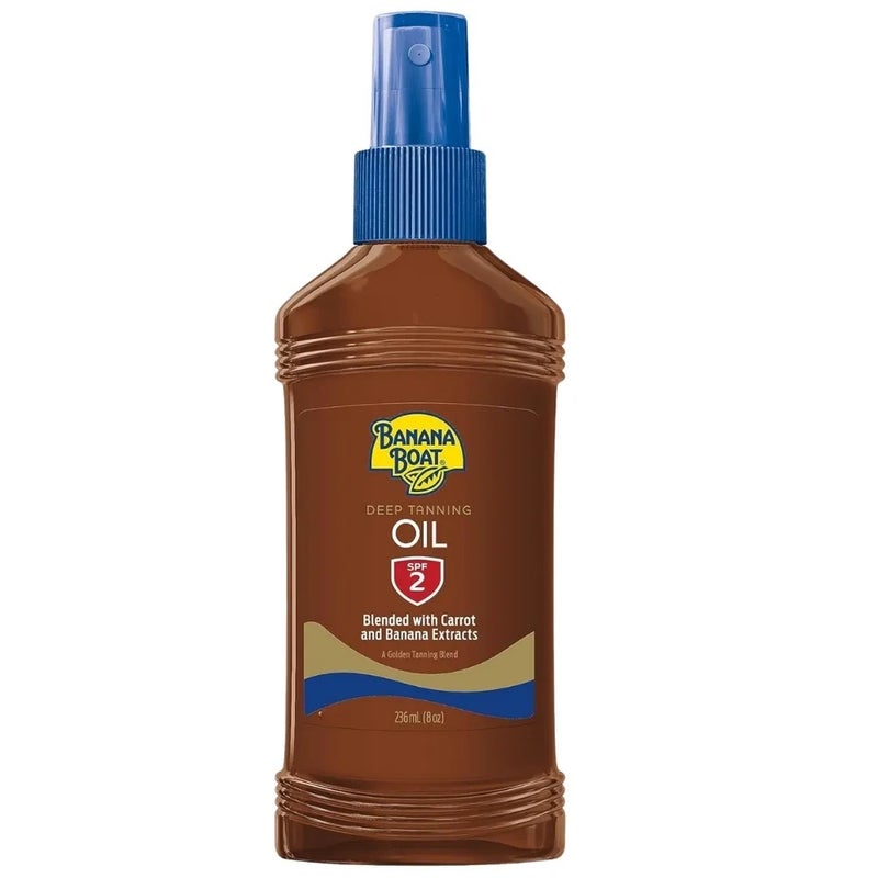 BANANA BOAT زيت تان عميق من بانانا بوت، SPF 2، م blended مع مستخلصات الجزر والموز - 236 مل - Image 1