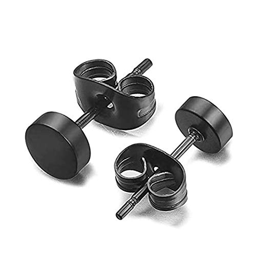 ADAIER Men Women's Stainless Steel Black Stud Earrings of Round Tunnel Plug Post (ED-01) (Diameter: 4mm) - Image 2