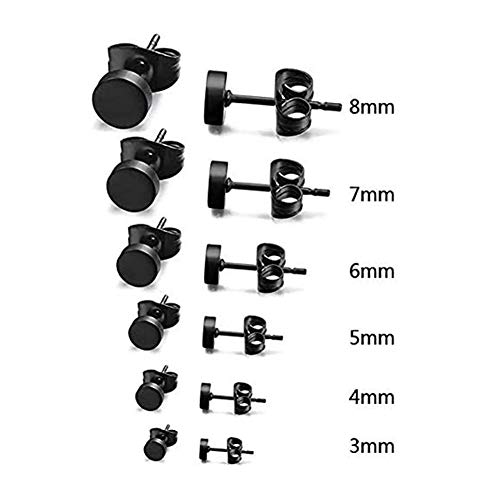 ADAIER Men Women's Stainless Steel Black Stud Earrings of Round Tunnel Plug Post (ED-01) (Diameter: 4mm) - Image 3