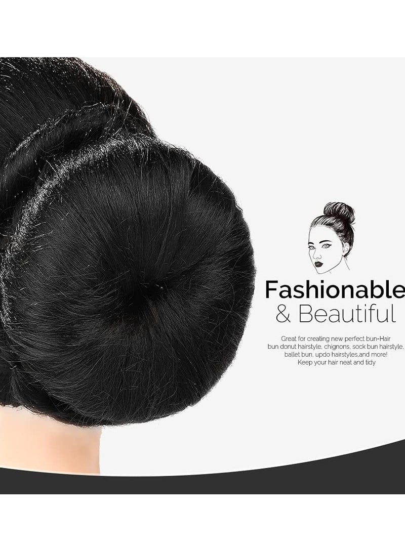 ORiTi صانع كعكة الشعر 7 قطع - صانع كعكة الشعر على شكل حلقة مع 5 أربطة شعر و 20 دبوس شعر أسود - Image 4