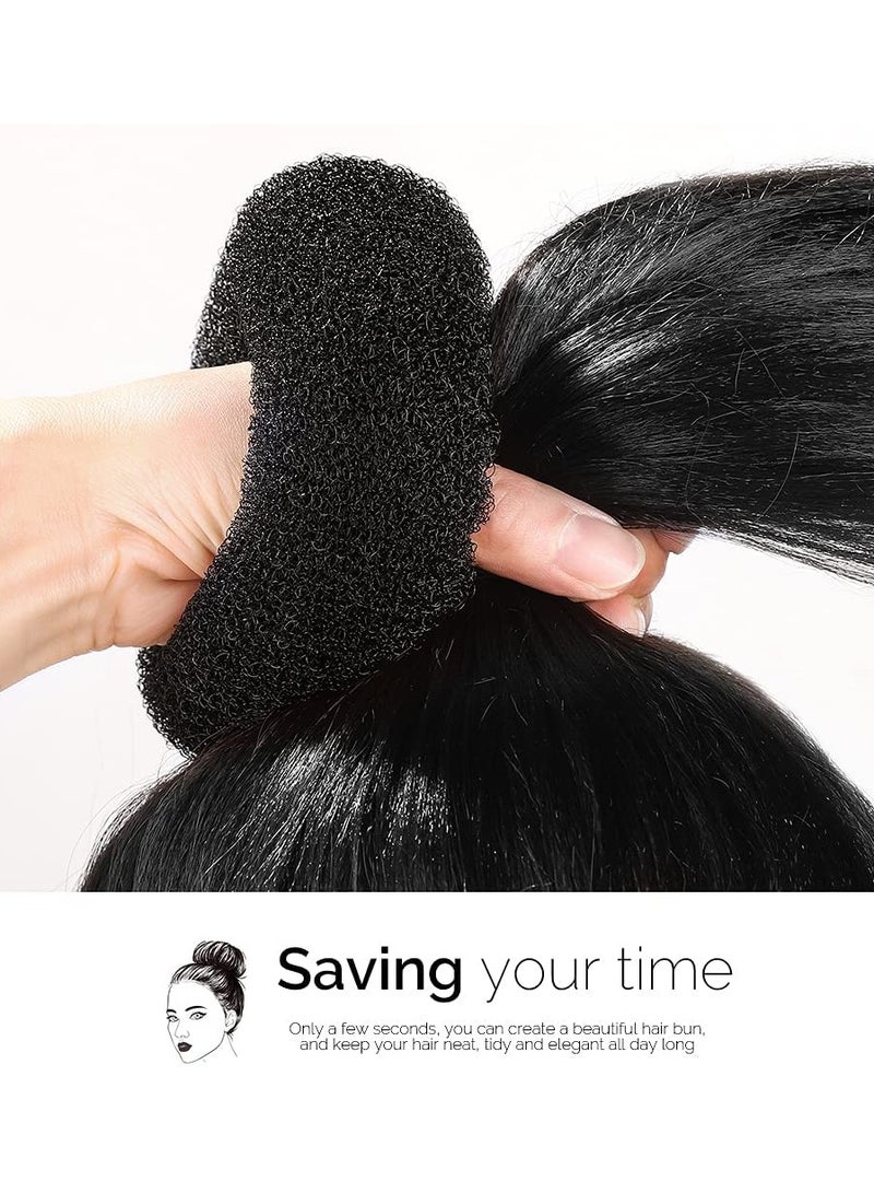 ORiTi صانع كعكة الشعر 7 قطع - صانع كعكة الشعر على شكل حلقة مع 5 أربطة شعر و 20 دبوس شعر أسود - Image 2