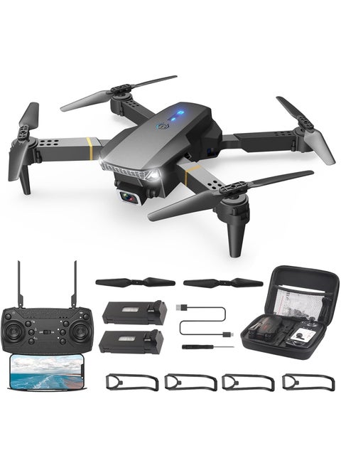 E88 4K HD Foldable Drone with 2 Batteries, Four-Sided Obstacle Avoidance, and Four-Axis Remote Control